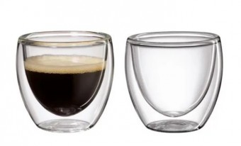 1398 cj 2 copos p/cafe dupla parede de vidro borossilicato 70ml