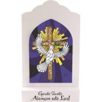 P17240 MADEIRINHA COM VITRAL ESPIRITO SANTO 25,5X15