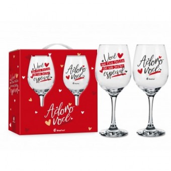 11608 TACA VINHO C/ 2UN - MEU AMOR TE AMO