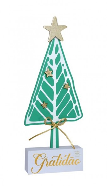 P18966 enfeite de mesa pinheiro gratidão 27x11