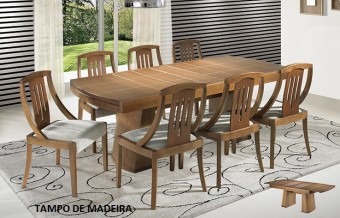 1050 - MESA ELÁSTICA ILHABELA 78cm (alt) x 90cm (larg) x 162/220cm (comp) TAMPO MADEIRA