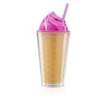 LY0605 COPO COM CANUDO CASQUINHA SORVETE ROSA