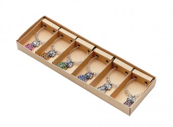 26019 CJ 6 MARCADORES ZAMAC E ACETATO P/TACAS ABACAXI COLORIDO