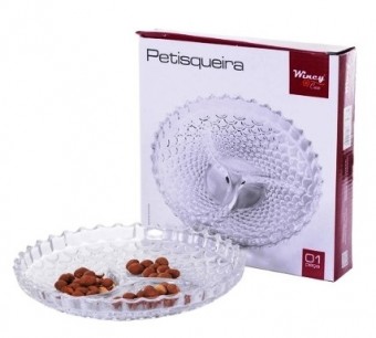 PETQ-003 PETISQUEIRA DE VIDRO C/ 3 DIVISORIA COIMBRA 22 CM