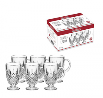 CAIC-135 JOGO DE CANECAS DE VIDRO LEONA 135 ML 06 PCS