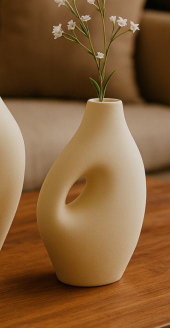 55930-269 VASO MINIMALISTA COM ALCA EM CERAMICA MANTEIGA