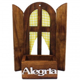 PN054 CACHEPO JANELA 26X24CM MADEIRA