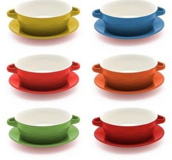 1136 bowl laranja p/ sopa c/ pratos de porcelana