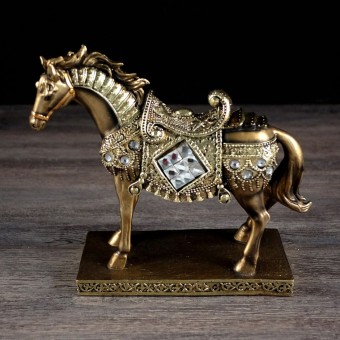 16-916 ESTATUETA CAVALO DOURADO   18