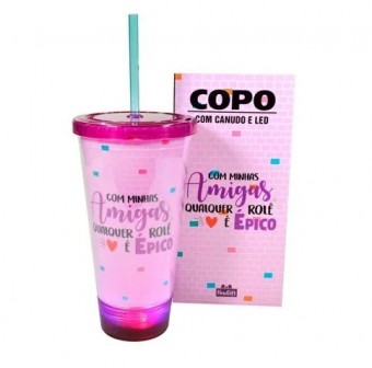 10022860 COPO CANUDO COM LED COM AS AMIGAS 500 ML
