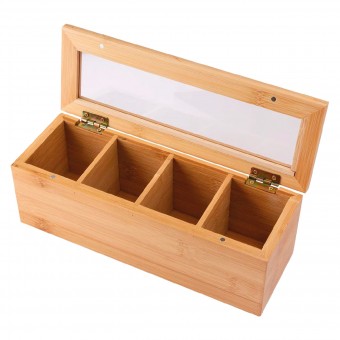 6545 CAIXA CHA 26,5X9CM 4DIV BAMBU
