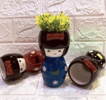 Hd01650 vaso boneca japonesa 13cm ceramica
