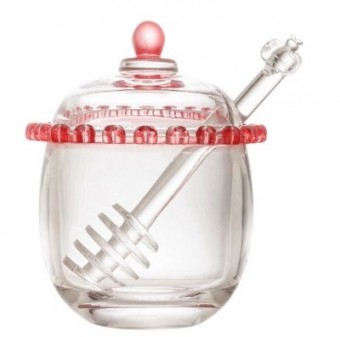 1757 MELEIRA CRISTAL DE CHUMBO C/PEGADOR CORACAO BORDA ROSA 9,5x12cm