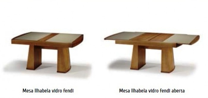 1050 - MESA ELÁSTICA ILHABELA  TAMPO VIDRO  FENDI/PRETO
