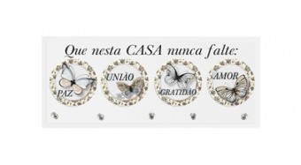 P16806PORTA-CHAVE QUE NESTA CASA NUNCA FALTE...ARABESCO 15X35