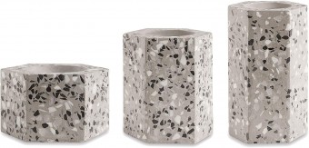 10767 KIT PORTA VELAS AREIA EM CIMENTO - 3 PCS