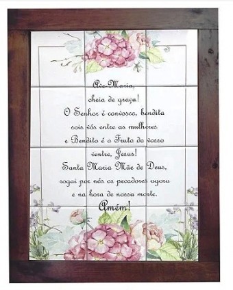 3093am-056 quadro azulejo ave maria 30x20cm