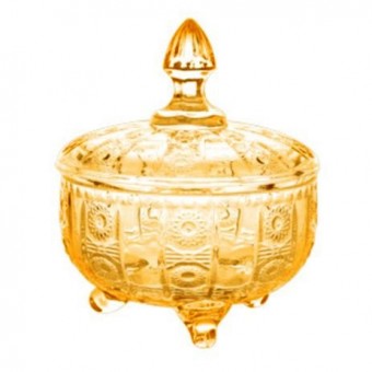 27639 POTICHE DECORATIVO VIDRO AMBAR 15x12cm