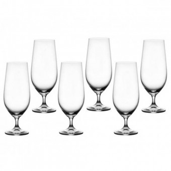 58003 Jogo de 6 tacas para cerveja Anna em cristal ecologico 380ml A19,5cm transparente