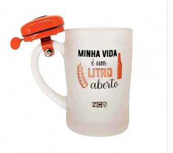 CANECA C/ CAMPAINHA 400ML MINHA VIDA E UM LITRAO ABERTO