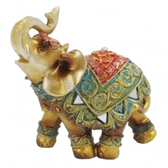 MELFS100 ELEFANTE 8,5X8,5CM DOURADO RESINA