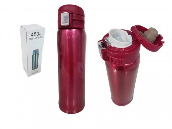 143281V GARRAFA 450ML TERMICA VERMELHA INOX