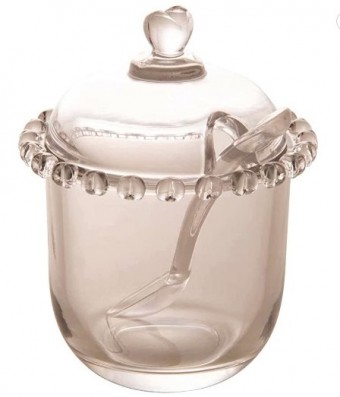 1754 ACUCAREIRO CRISTAL DE CHUMBO C/COLHER CORACAO 9,5x12cm