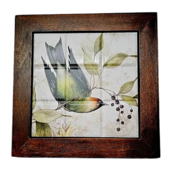3094AP-060 QUADRO AZ. P- PASSAROS VERDES 2 20CMX20CM
