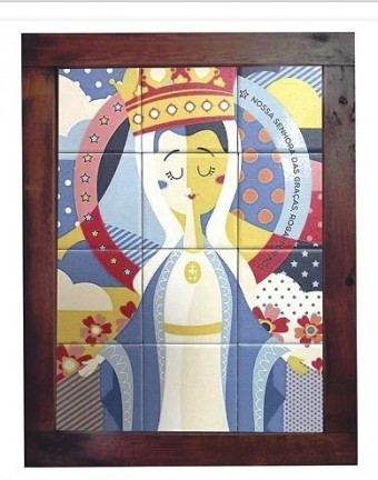 3093ag-033 quadro az. n.sra das gracas 30cmx40cm