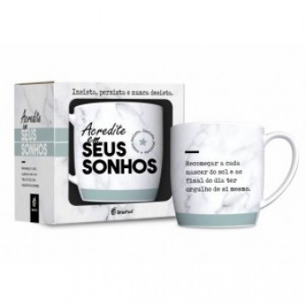 11590 CANECA PORCELANA URBAN 300ML - ACREDITE EM SEUS SONHOS