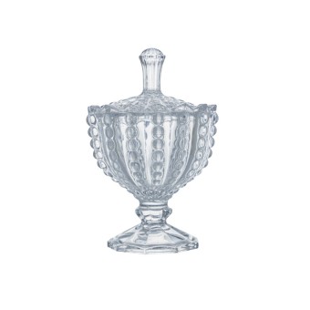 7040 potiche decorativo c/pe de cristal de chumbo bolhas 9,5x14,5cm