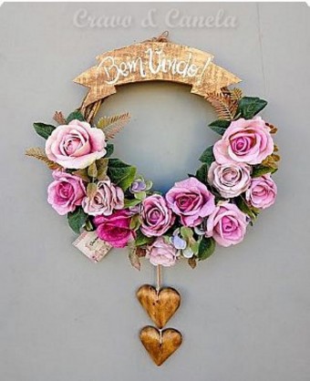 7403 guirlanda flores 42cm coracao bem vindo