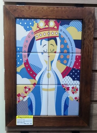 3093am-033 quadro azulejo n.senhora das graças 30cmx20cm