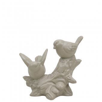 Sru2063 estatueta dois passaros no galho branco  22x12xh20