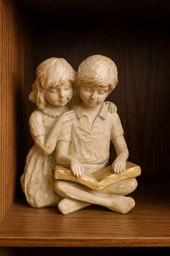 23179 ESCULTURA CASAL COM LIVRO EM RESINA 11,7x8,8 - 800