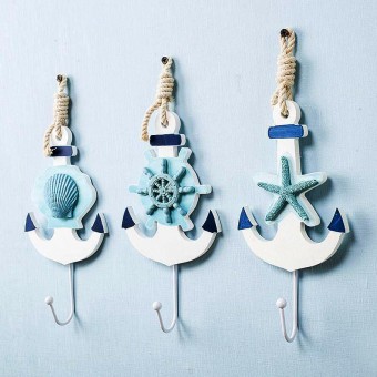 GR-1644 - SUPORTE DE PLASTICO PARA PAREDE, COM DECORACAO NAUTICA - MATERIAL: PLASTICO PVC