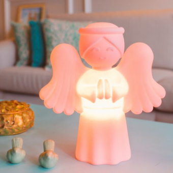 Luminaria anjinho da guarda rosa bebe