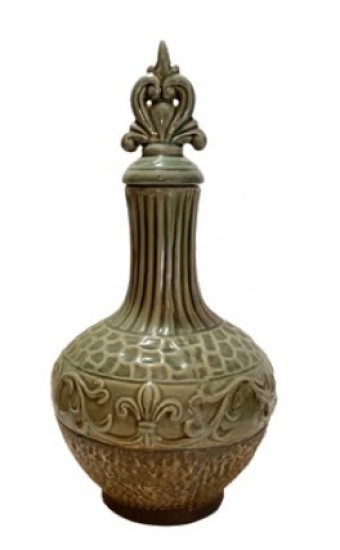 G018 GARRAFA SUPER RUSTICA ESVERDEADA 25*18*18 CM 1150GR