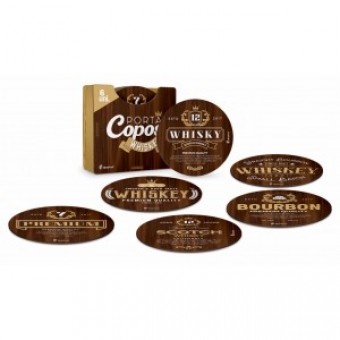 10686 porta copos mdf 6 un - whisky