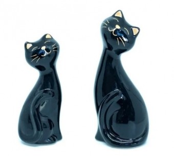 GDR0419 JOGO DE ENFEITE GATO EM CERAMICA 2 PCS