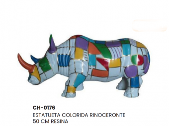 CH-0176 ESTATUETA COLORIDA RINOCERONTE