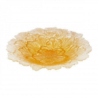 5122 CENTRO DE MESA DE VIDRO PEONY AMARELO 39CM