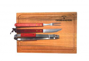375 KIT TÁBUA GD PERS. C/ GARFO E FACA E PEGADOR