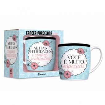 13192 CANECA PORCELANA URBAN 300ML - MUITAS FELICIDADES