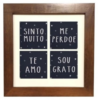 3004m-014 quadro dec madeira c/4 az grato 31,5x31,5cm