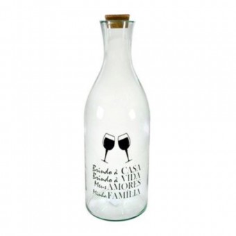 3832 GARRAFAO DE VIDRO BRINDO A CASA 18X50 CM