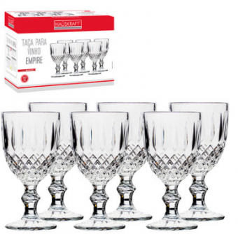 TCNV-001 JG TACAS P/ VINHO DE VIDRO EMPIRE 360 ML 06 PCS