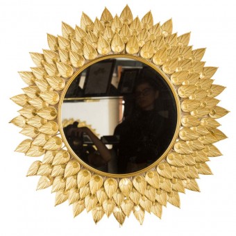 Sh22-5889 espelho decorativo folhas dour