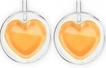26672 Jogo de 2 xicaras coracao parede dupla em vidro borossilicato 150ml