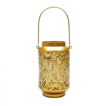 60587 LANTERNA DECORATIVA METAL DOURADO 14x25cm